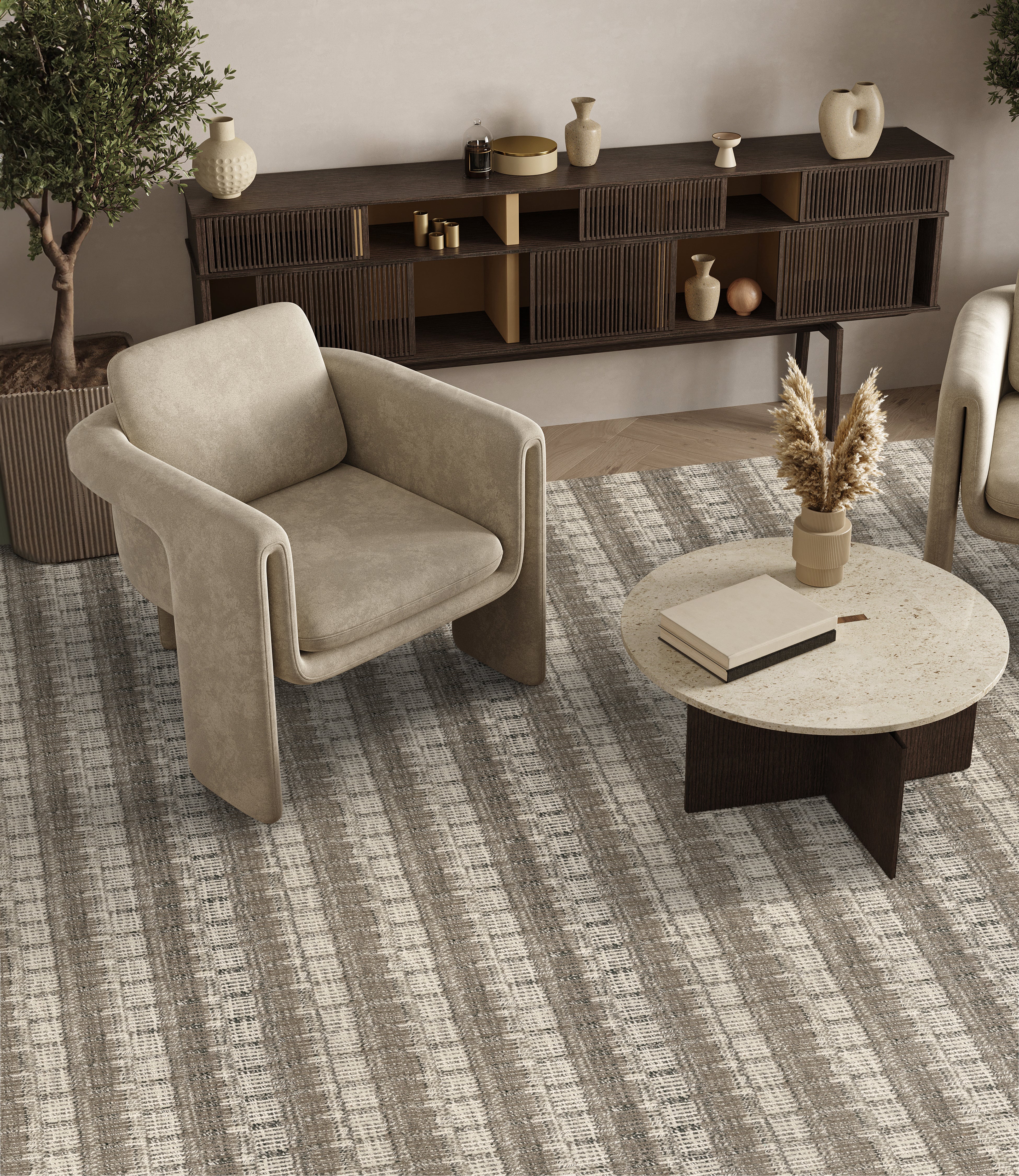 Meadowlands Plaid - Rattan - LuxCut Carpet