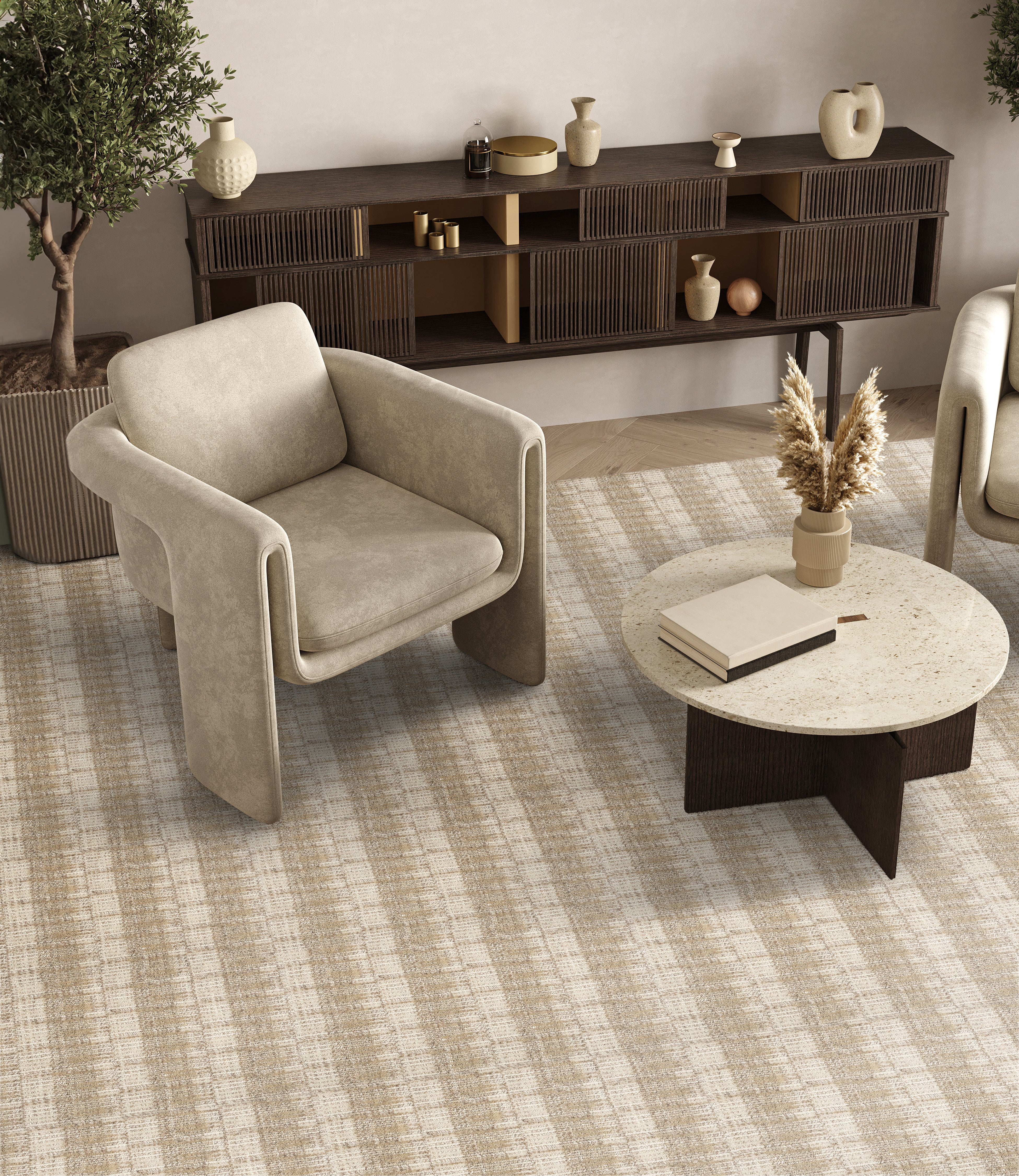 Meadowlands Plaid - Rattan - LuxCut Carpet