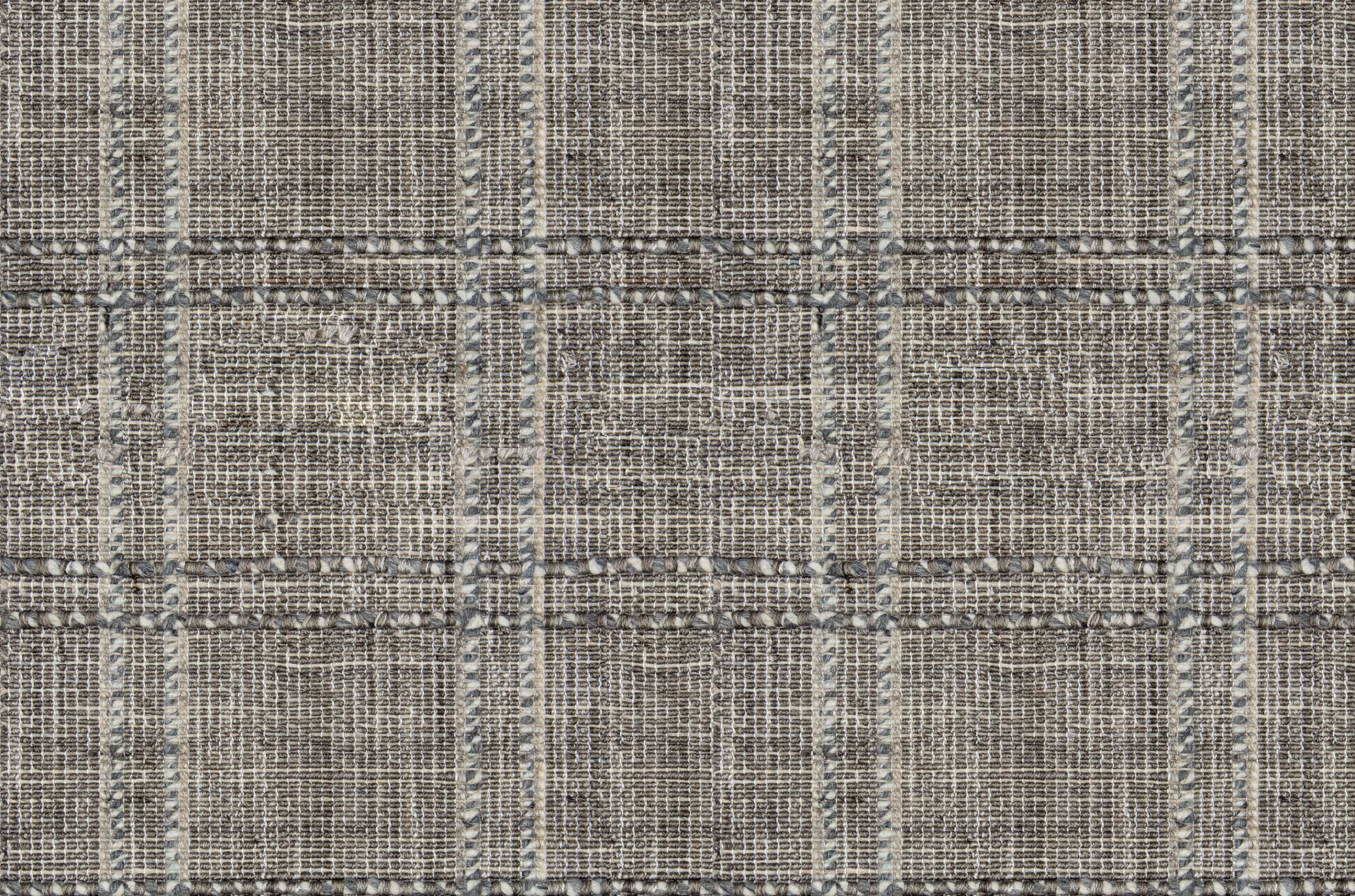 Neutral gray and beige tweed rug with checkered pattern
