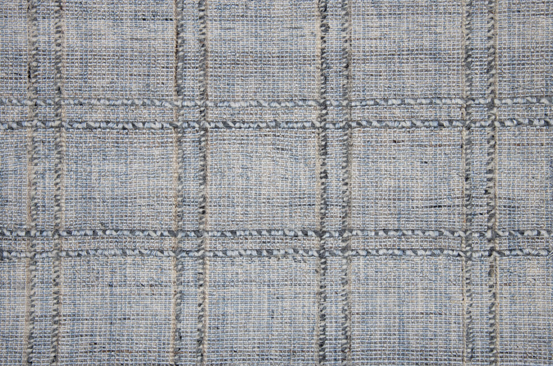 Textured gray tweed rug with grid pattern